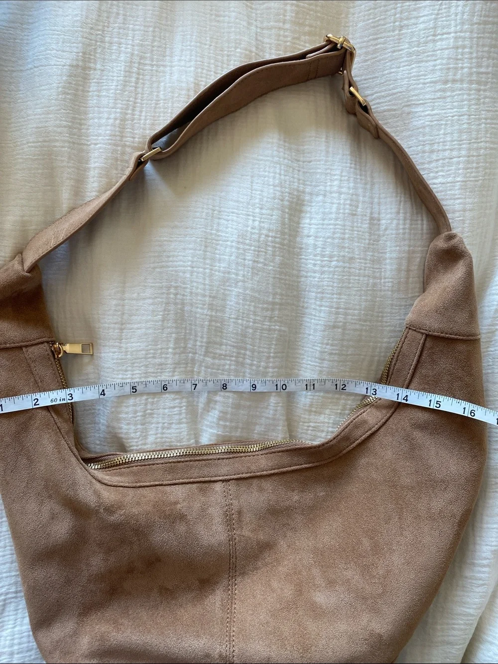 Suede Hobo Shoulder Bag in Brown